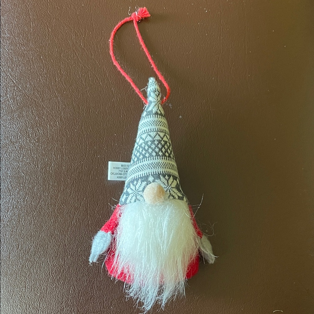 Hobby Lobby Gnome Ornament with Gray Hat